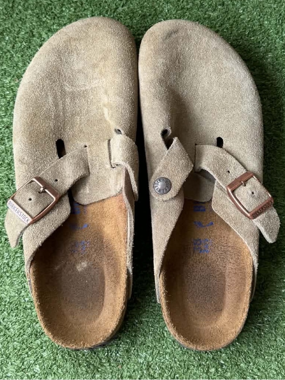 Birkenstock Boston Suede Leather Taupe Womens Clogs